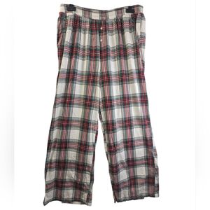 Aerie Plaid Wide Leg Lounge Pants With Side Pockets- Red, Black, White Size L